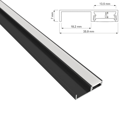 ALU Profil Leiste SOCKELFUGE-13 in schwarz Küchenschrank für LED Streifen 1m 2m