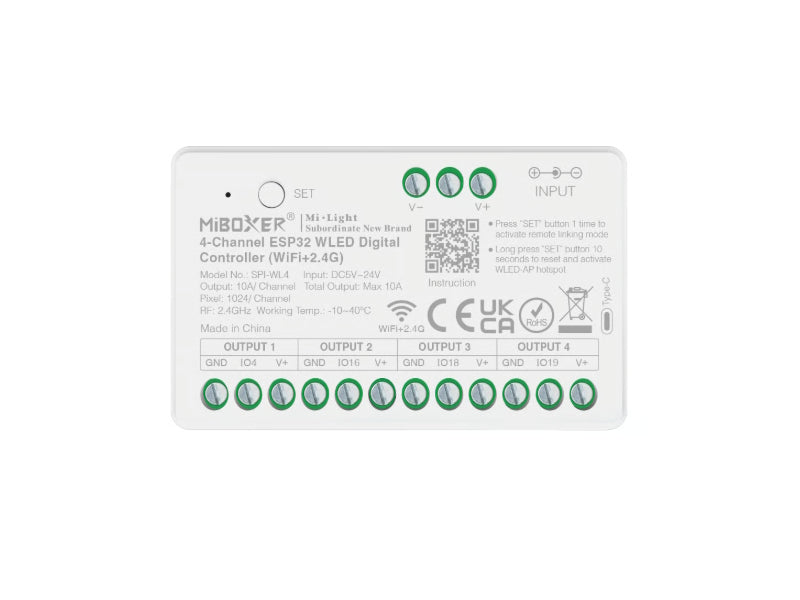 4-Kanal ESP32 WLED Controller WiFi & 2,4 GHz für digitale LED-Streifen Miboxer