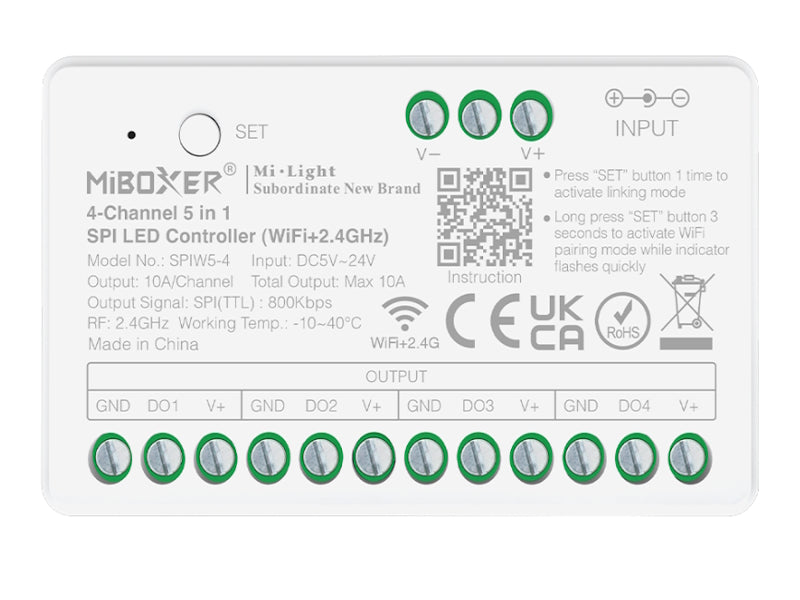 4-Kanal 5-in-1 SPI LED Controller (WiFi + 2.4GHz) Miboxer
