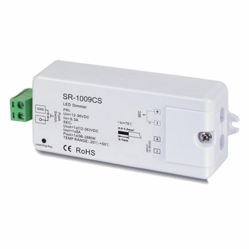 1 Kanal Empfänger (SR-1009CS) für LED Dimmer / Taster 12 36V / 8A (96-288W)
