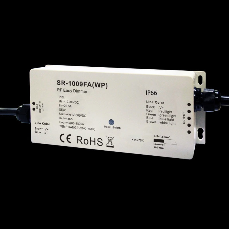 RGBW Controler / Empfänger wasserfest für Zonen Funk Sender SR-1009FA(WP) IP66