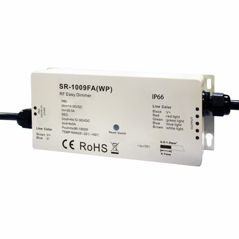 RGBW Controler / Empfänger wasserfest für Zonen Funk Sender SR-1009FA(WP) IP66