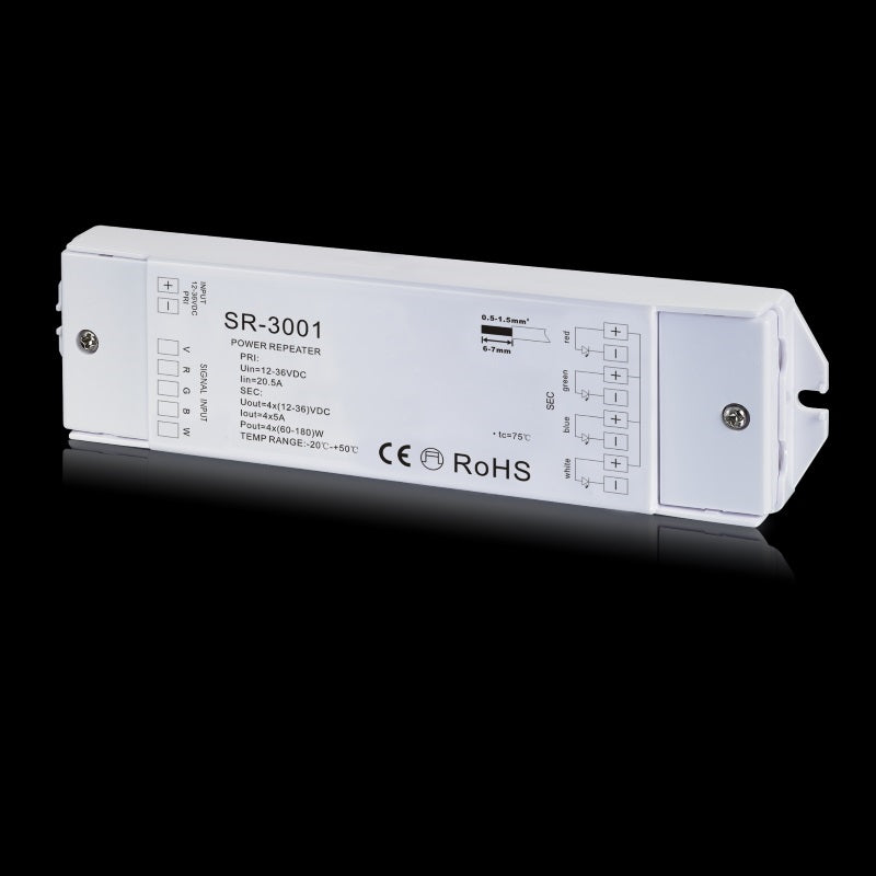 RGBW Verstärker SR-3001 Amplifier 12-36V/DC 60W-180W 4x 5A für Homematic HUE LED