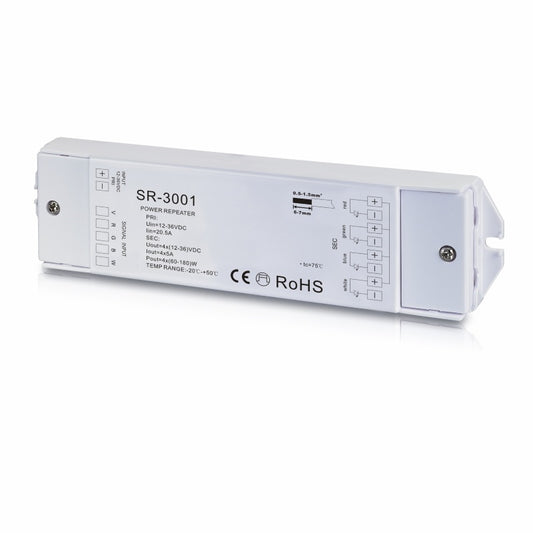 RGBW Verstärker SR-3001 Amplifier 12-36V/DC 60W-180W 4x 5A für Homematic HUE LED