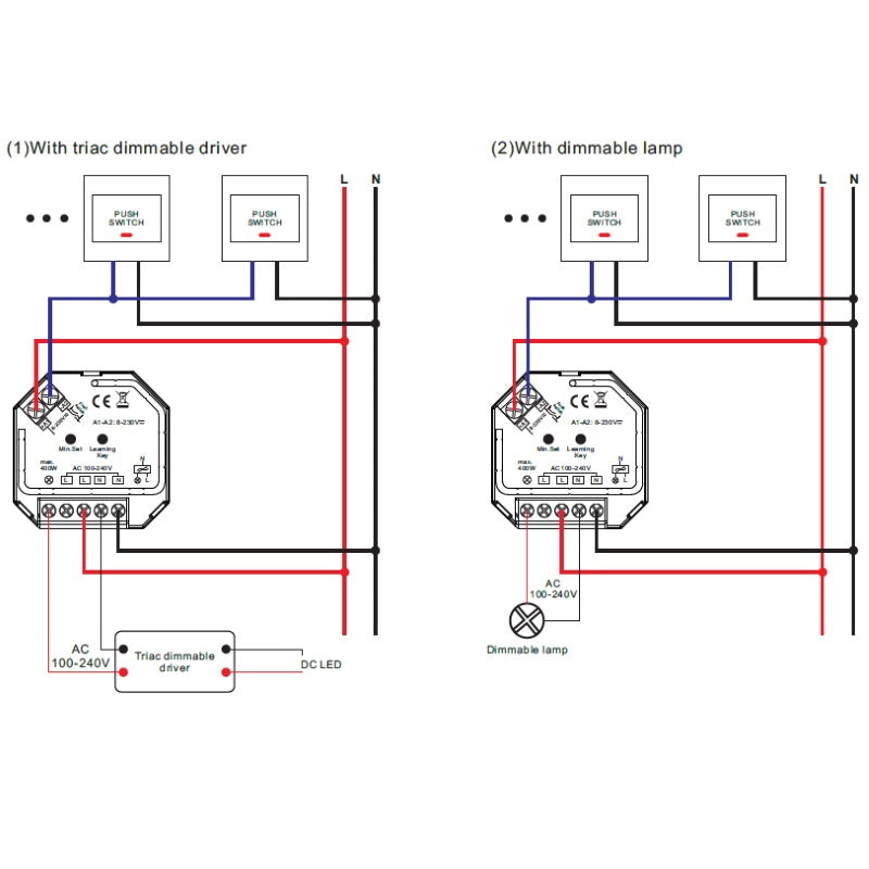 Funk LED DIMMER / Controller 230V/AC bis zu 400W schalten/dimmen (SR-1009SAC-HP)