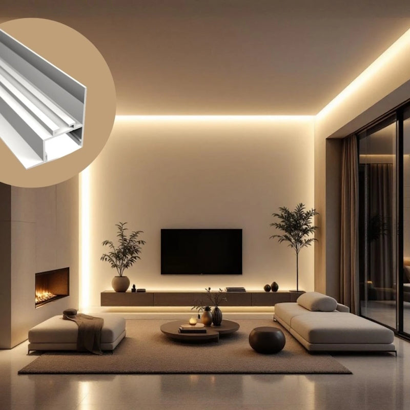 ALU Profil Leiste SCHATTENFUGE-20 in weiß Schiene Rigips für Led Streifen 1m 2m
