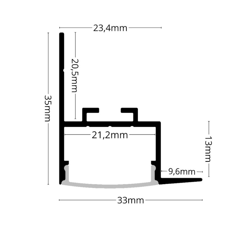 ALU Profil Leiste SCHATTENFUGE-20 Schiene Rigips für Led Streifen 1m 2m