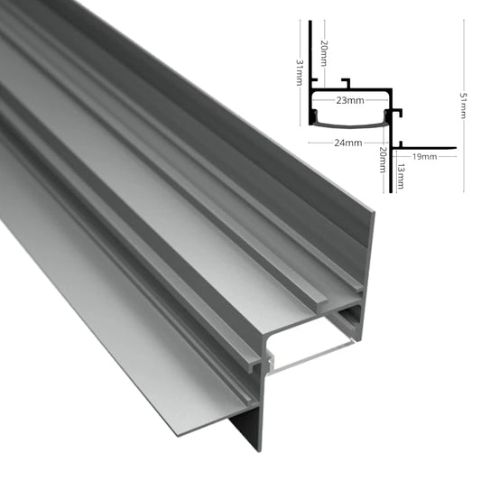 ALU Profil Leiste SCHATTENFUGE Schiene Rigips Led Streifen Wandbeleuchtung 1m 2m