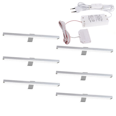 LED Schrankleuchte Möbelleuchte Stableuchte "ALU" Set 1-6Leuchten Schalter-Trafo