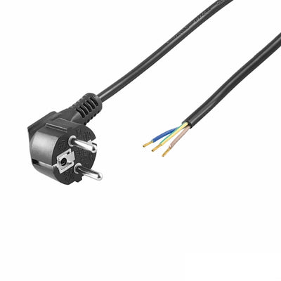 1,5m Netzkabel Schwarz Euro Stecker (Typ F, CEE 7/7) 3 lose Kabelenden