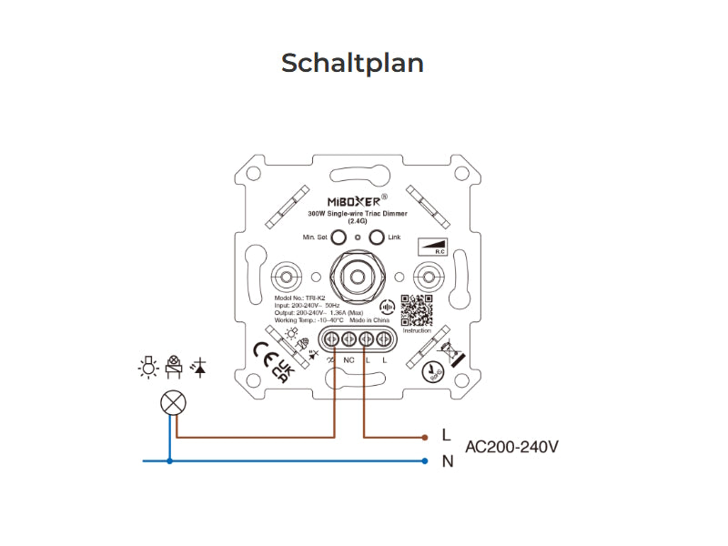 300W Eindraht-Triac-Dimmer – 2,4 GHz Funk Miboxer