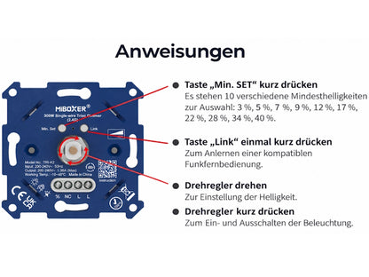 300W Eindraht-Triac-Dimmer – 2,4 GHz Funk Miboxer