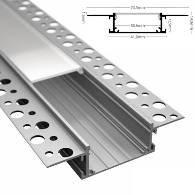 ALU Profil Einbau Einputz Leiste Rigips TROCKENBAU-27 Led Streifen + Abdeckung