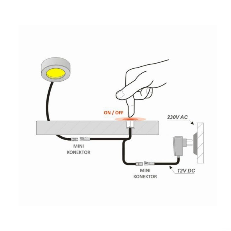 Touch Schalter/Dimmer 12V / 24W zum Ein /Ausschalten & dimmen Ihrer Leds in weiß