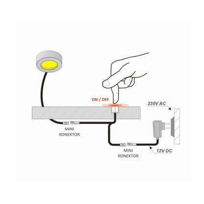 Touch Schalter/Dimmer 12V / 24W zum Ein /Ausschalten & dimmen Ihrer Leds in weiß