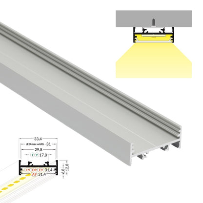 ALU Profil | Leiste | Schiene VARIO30 für LED Streifen + Abdeckung Aufbau