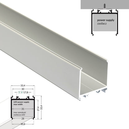 ALU Profil | Leiste | Schiene VARIO30 für LED Streifen + Abdeckung Aufbau