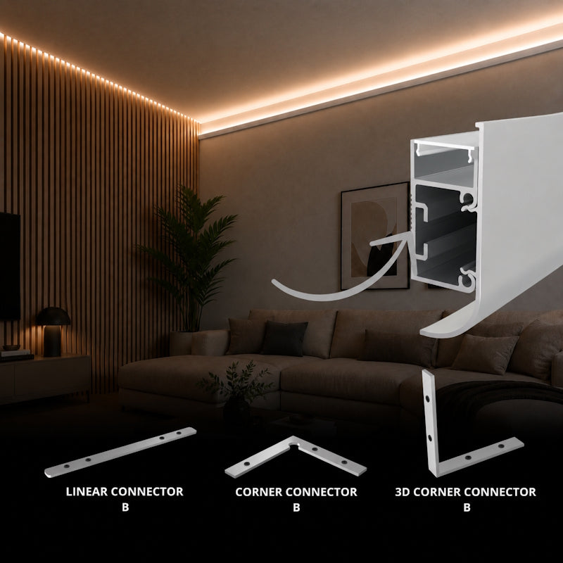 ALU Profil Wand Leiste WALL-CURVE Schiene in weiß für Led Streifen 1m | 2m
