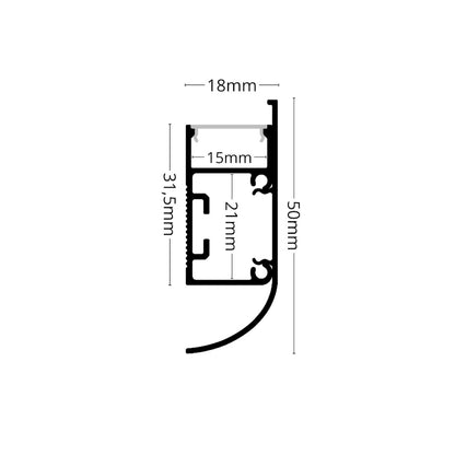 ALU Profil Wand Leiste WALL-CURVE Schiene in weiß für Led Streifen 1m | 2m