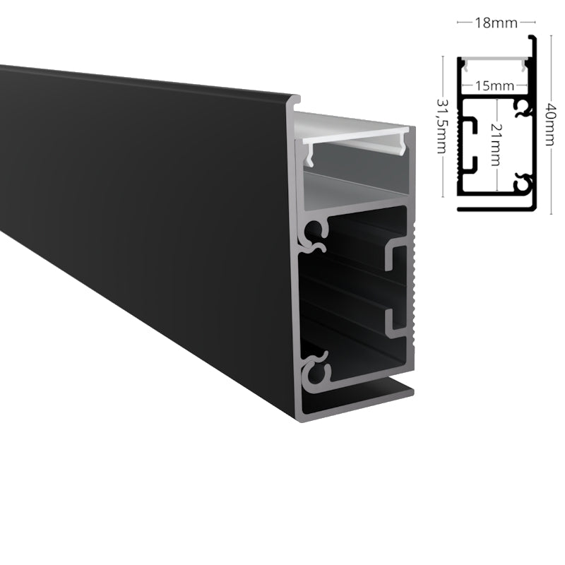 ALU Profil Wand Leiste WALL-LINE Schiene in schwarz für Led Streifen 1m | 2m