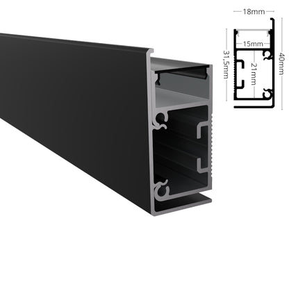 ALU Profil Wand Leiste WALL-LINE Schiene in schwarz für Led Streifen 1m | 2m
