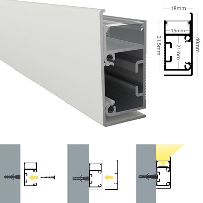 ALU Profil Wand Leiste WALL-LINE Schiene in weiß für Led Streifen 1m | 2m Länge