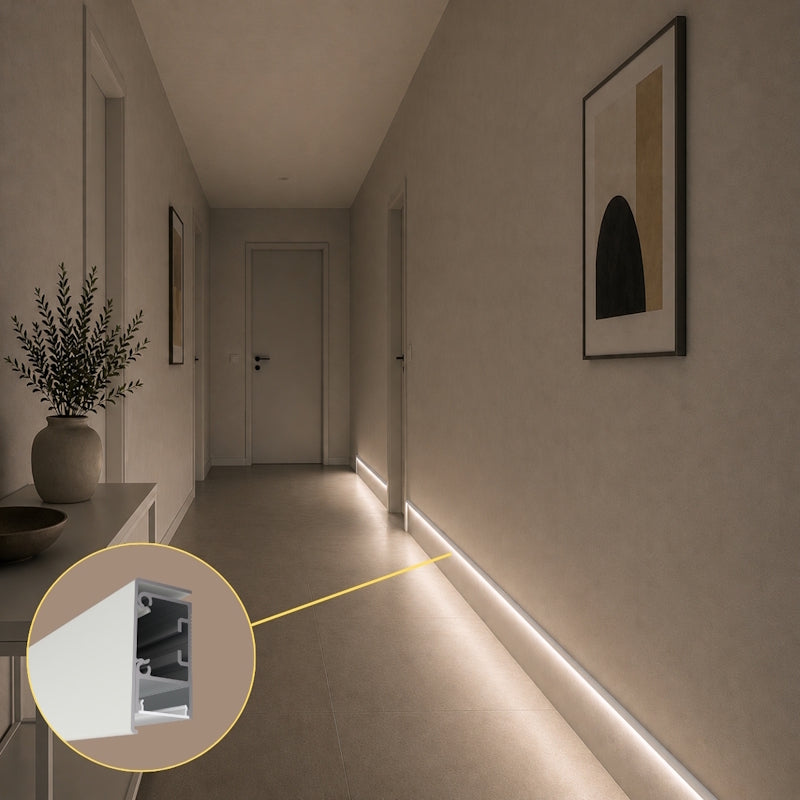 ALU Profil Wand Leiste WALL-LINE Schiene in weiß für Led Streifen 1m | 2m Länge