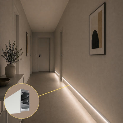 ALU Profil Wand Leiste WALL-LINE Schiene in weiß für Led Streifen 1m | 2m Länge