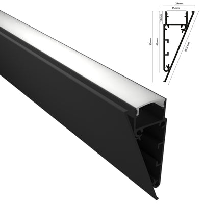 ALU Profil Wand Leiste | Schiene WALL in schwarz für Led Streifen 1m | 2m Aufbau