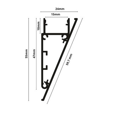 ALU Profil Wand Leiste | Schiene WALL in silber für Led Streifen 1m | 2m Aufbau