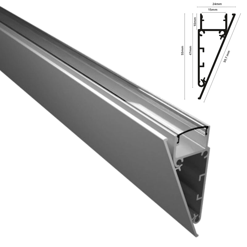 ALU Profil Wand Leiste | Schiene WALL in silber für Led Streifen 1m | 2m Aufbau