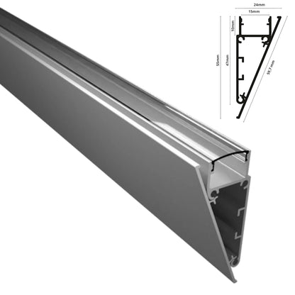 ALU Profil Wand Leiste | Schiene WALL in silber für Led Streifen 1m | 2m Aufbau