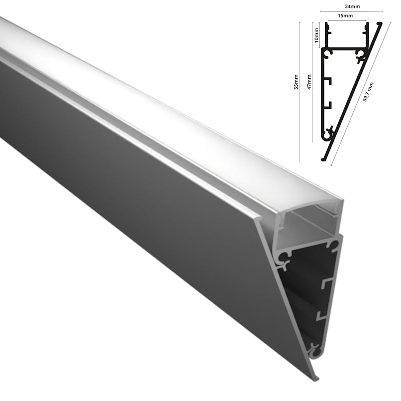 ALU Profil Wand Leiste | Schiene WALL in silber für Led Streifen 1m | 2m Aufbau