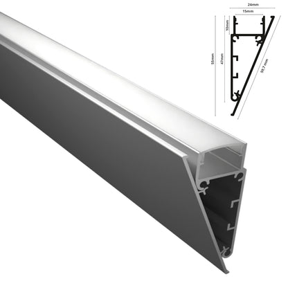 ALU Profil Wand Leiste | Schiene WALL in silber für Led Streifen 1m | 2m Aufbau