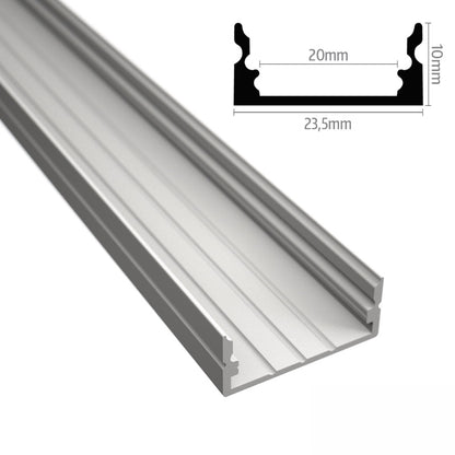ALU Profil | Leiste | Schiene WIDE-20 weiß für Led Streifen + Klick Abdeckung