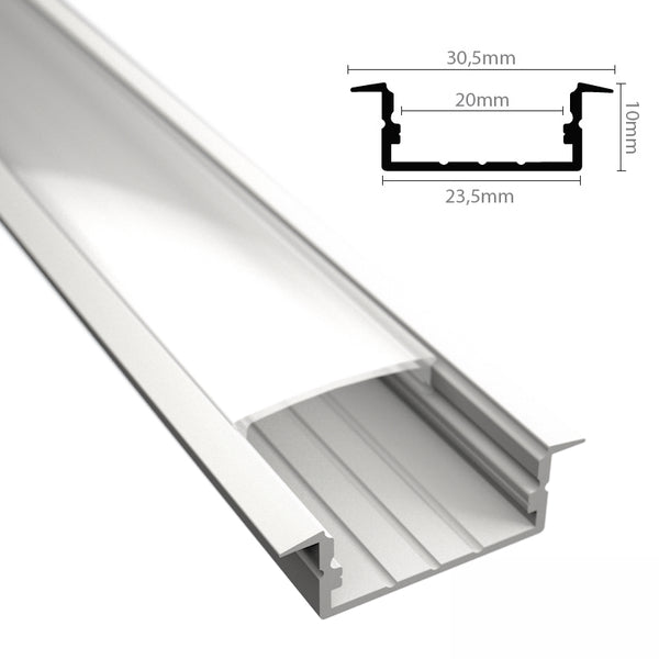 Einbau Profil | Leiste Schiene WIDE-IN-20 weiß für LED Streifen + Abdeckung
