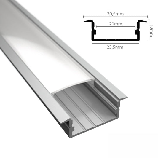 ALU Profil | Leiste | Schiene WIDE-IN-20 für LED Streifen + Abdeckung Einbau