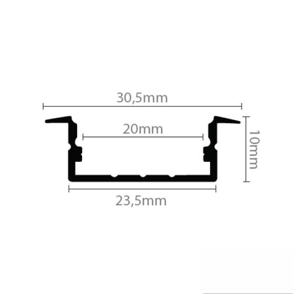 Einbau Profil | Leiste Schiene WIDE-IN-20 schwarz für LED Streifen + Abdeckung