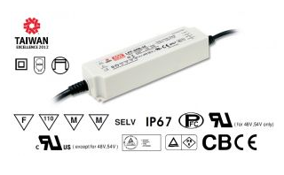 LED Trafo Netzteil 60W 2,5A 24V/DC wasserfest MEAN WELL (LPF-60-24) IP67