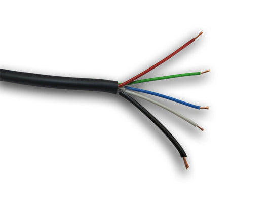 5-100m RGBW Kabel 5-adrig für LED, schwarze Ummantelung