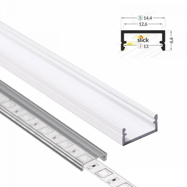 ALU Profil | Aufbau Leiste | Schiene BEGTON-12 in weiß für Led Streifen 1m | 2m