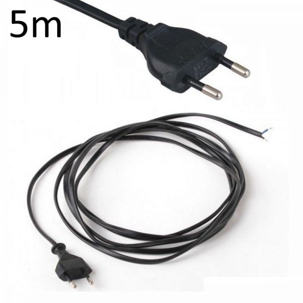 (0,99€/m) 5m Kabel / Leitung mit Strom Stecker für Euro Steckdosen schwarz