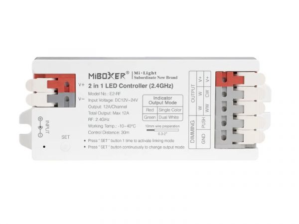 2in1 LED-Controller 2,4G für Single & Dual Color 12–24V DC 12A Miboxer