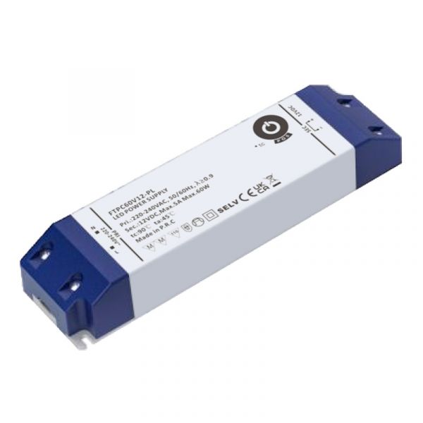 LED Trafo 12V 60W 5A Slim Line Schaltnetzteil (FTPC60V12-PL) Netzteil Möbel MM