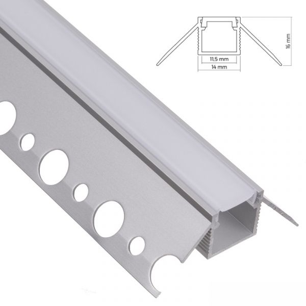 Einputz Profil | Trockenbau Leiste Rigips EINBAU-T270 Led Streifen + Abdeckung
