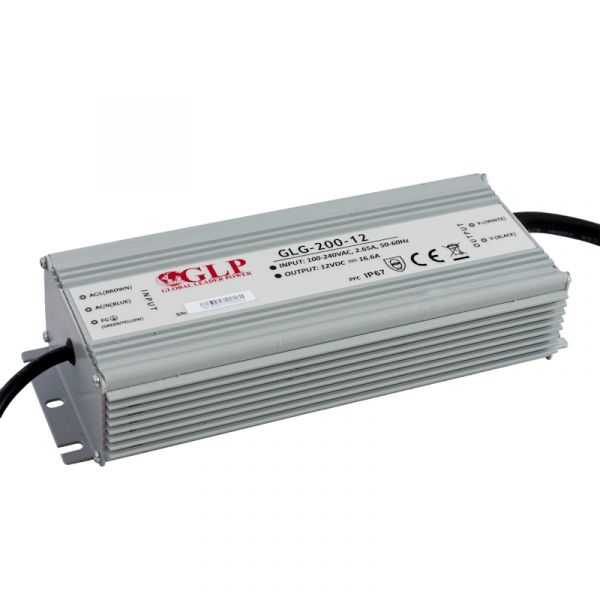 LED Trafo Netzteil mit PFC 12V 200W 16,6A wasserfest (GLG-200-12) IP67
