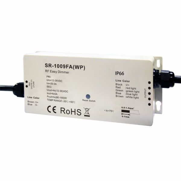 RGBW Controler / Empfänger wasserfest für Zonen Funk Sender SR-1009FA(WP) IP66