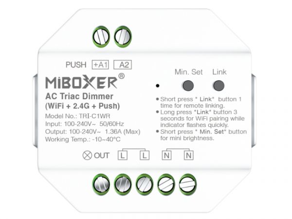 AC Triac Dimmer (WiFi+2.4G+Taster) 230V/AC Phasenabschnitt MiBoxer