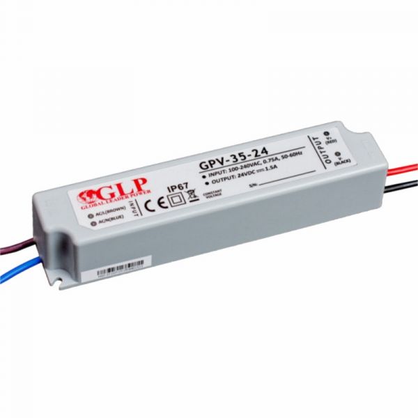 LED Trafo | Netzteil 24V 36W 1,5A wasserfest (GPV-35-24E) outdoor Garten IP67