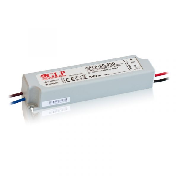 LED Trafo 12~48V 350mA 16,8W Konstantstrom Netzteil (GPCP-20-350) IP67